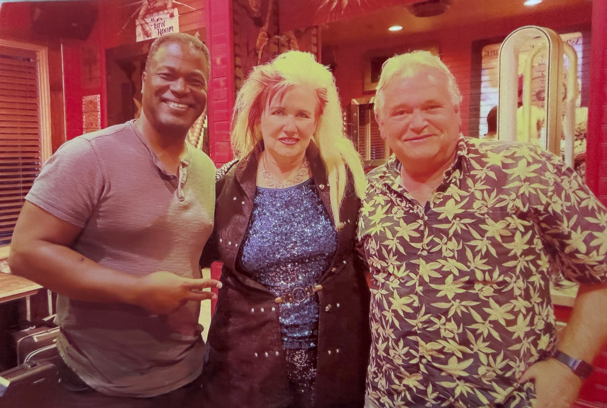 Hollywood, Jennifer Batten and a member of the Yellowdeuce website crew backstage