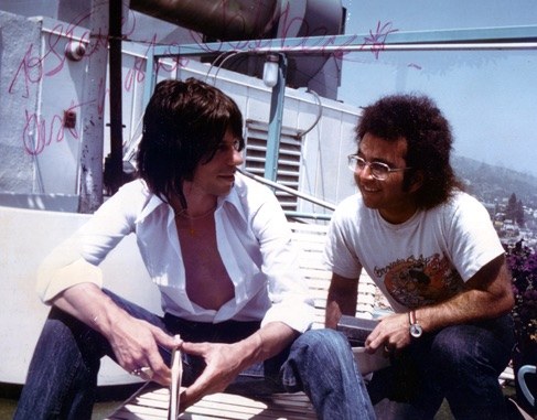 Jeff Beck with Steve Rosen during an interview